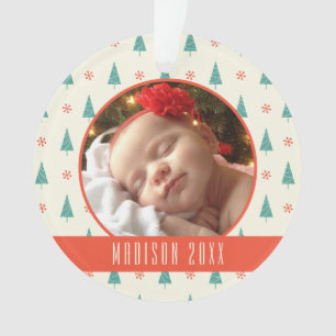 Custom Holiday Photo Christmas Tree & Snowflakes Ornament