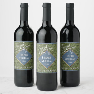 Custom Holiday Pine Tree Needles Juniper Berries Wine Label