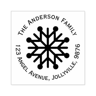 Custom Holiday Snowflake Address Rubber Stamp