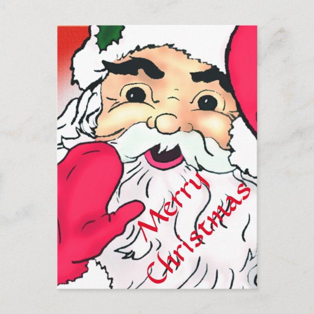 Custom Holiday waving Santa Claus Postcard (Front)