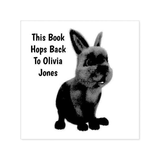 Custom Holland Lop Rabbit Book Self-inking Stamp (Design)