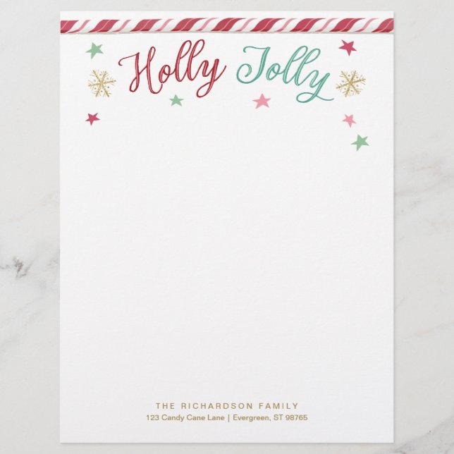Custom Holly Jolly Christmas Letterhead (Front)