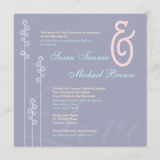 ::custom: Hollyhock & Ampersand Bilingual Wedding Invitation