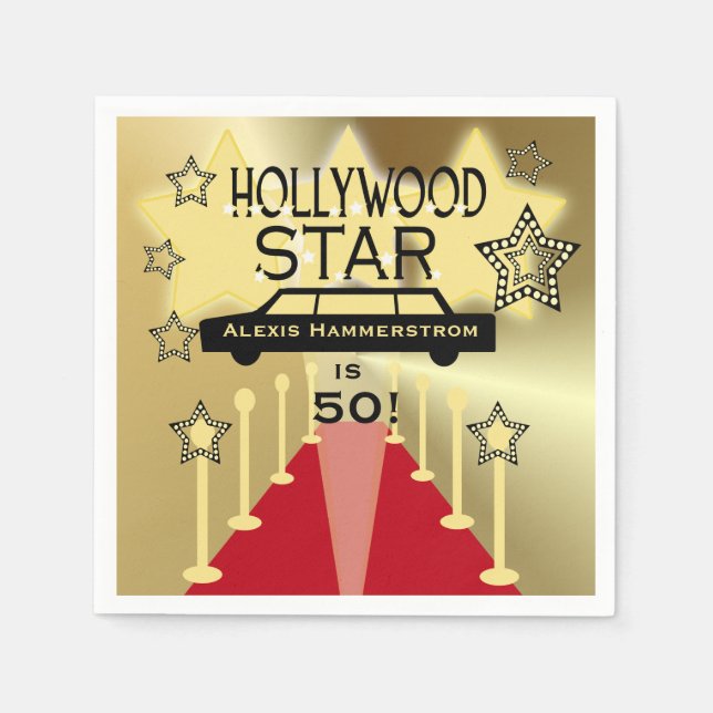 Custom Hollywood Star Birthday Paper Napkins (Front)
