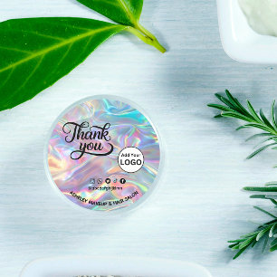 Custom Holograph Logo Name Social Thank You  Classic Round Sticker