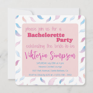 Custom Holographic Feather Bachelorette party Invitation