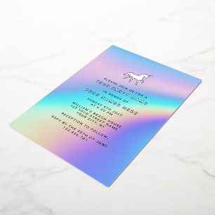 Custom Holographic Modern Elegant Unicorn Party