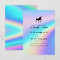 Custom Holographic Modern Elegant Unicorn Party