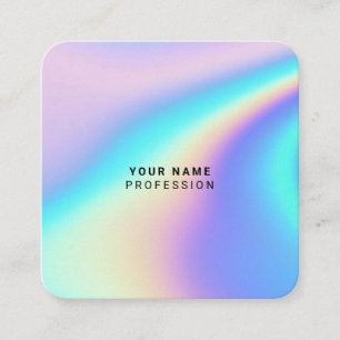 Custom Holographic Name, profession, qr code Square Business Card