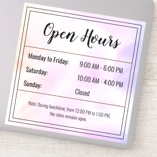 Custom Holographic opal stone Open Hours Sticker