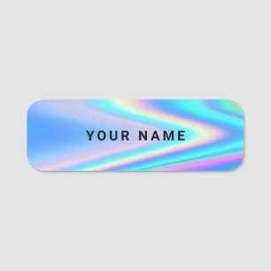 Custom Holographic Simple Minimalist Rainbow Name Tag