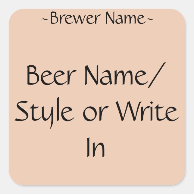 Custom Home Brew Beer Bottle Labels (square) (Front)