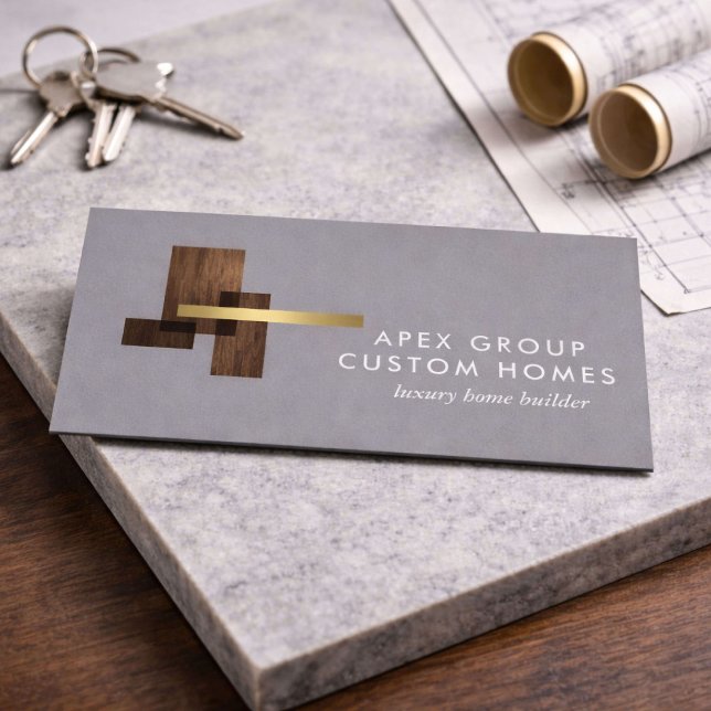 Custom Home Builder Logo Grey Business Card (Creator Uploaded)