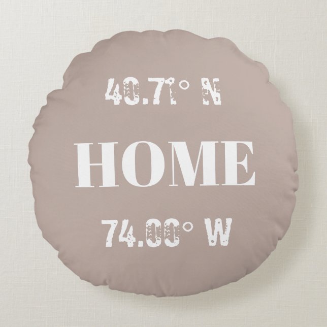 Custom Home Coordinates Round Cushion (Front)