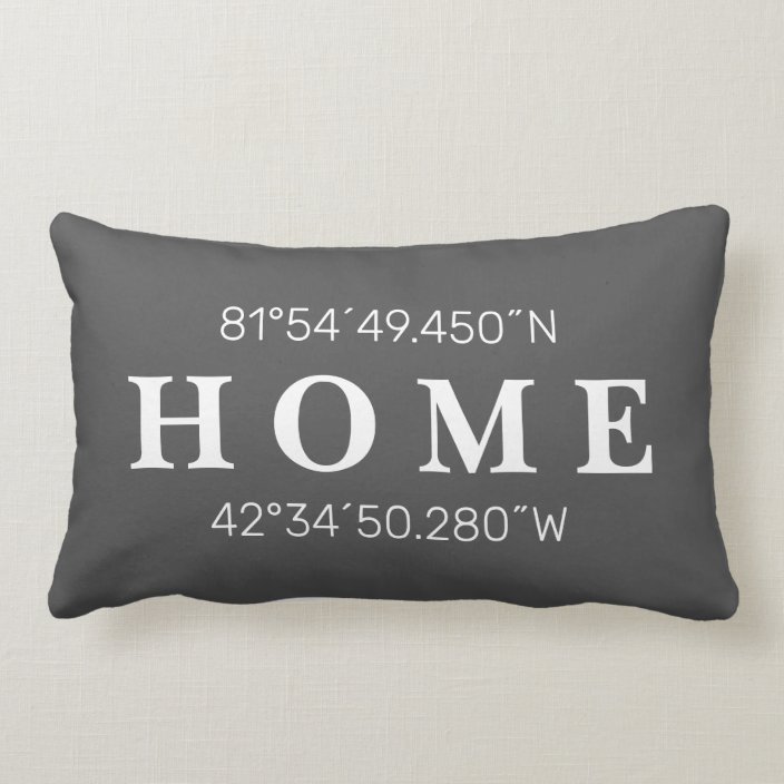 Custom Home Coordinates Throw Pillow Charcoal Gray
