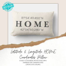 Custom Home Coordinates Throw Pillow | Ivory