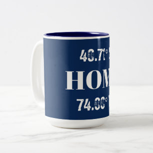 Custom Home Coordinates  Two-Tone Coffee Mug