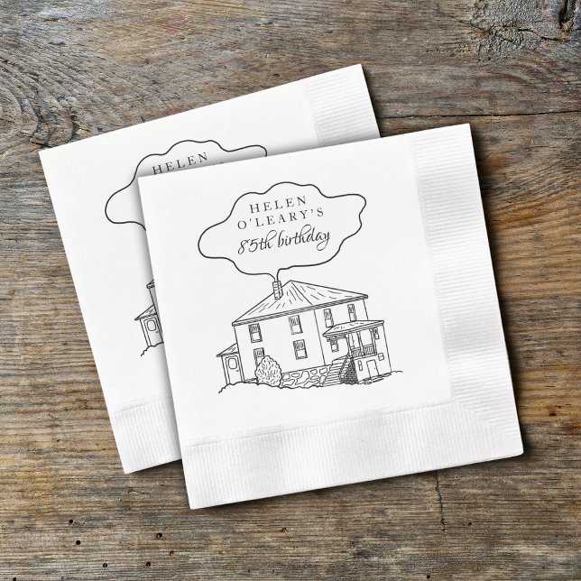 Custom Home Drawing Birthday Drop In Napkin (Creator Uploaded)