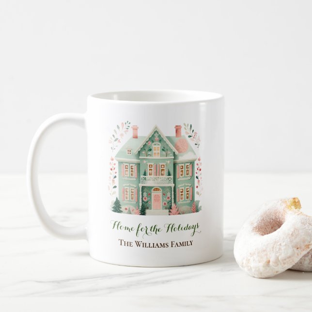 Custom Home for the Holidays Festive Mug  (With Donut)