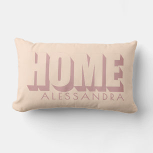 Custom Home Pastel Peach Dusty Rose Boho Simple Lumbar Cushion