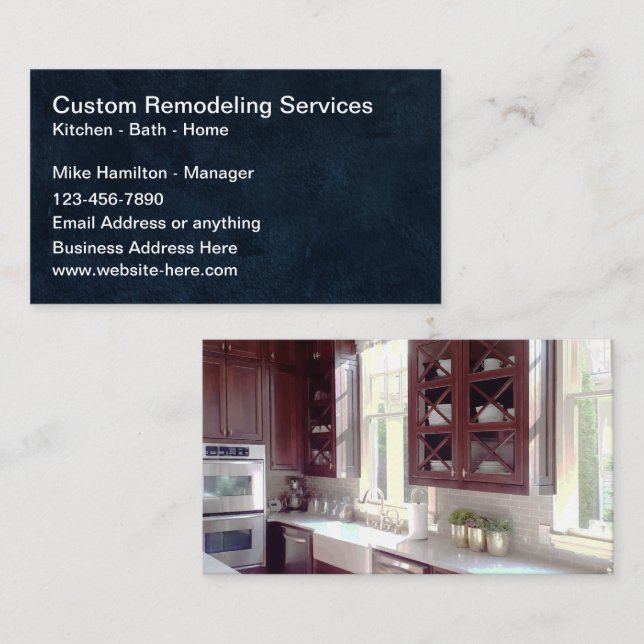 Custom Home Remodeling Double Side Business Card  (Front/Back)