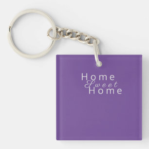 Custom "Home Sweet Home" Dark Lavender Key Ring