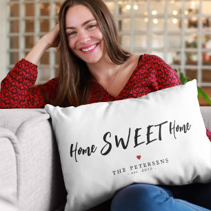 Custom home sweet home family name typography lumbar cushion