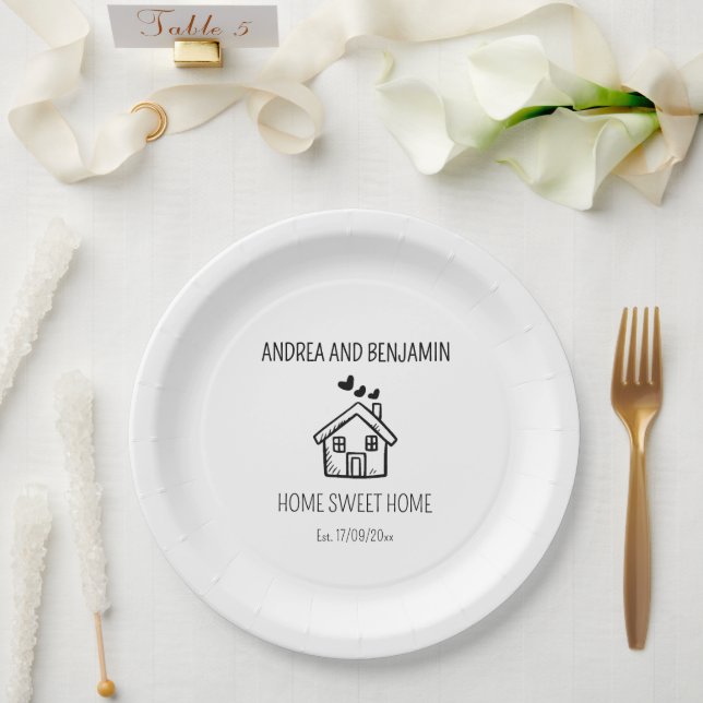 Custom Home Sweet Home Housewarming Paper Plate (Wedding)