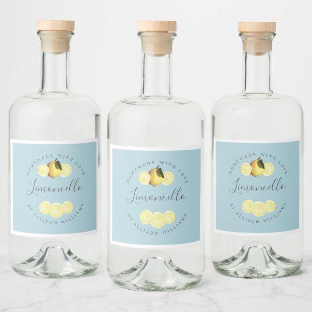 Custom Homemade Blue Glow Limoncello Label  (Bottles)