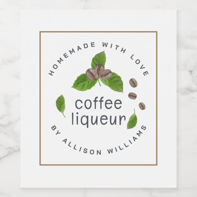 Custom Homemade Coffee Liqueur Label (Single Label)