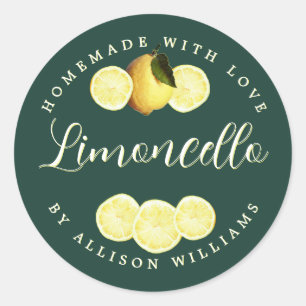 Custom Homemade Dark Green Limoncello Label