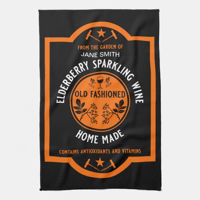 Custom Homemade Elderberry Sparkling  Tea Towel (Vertical)