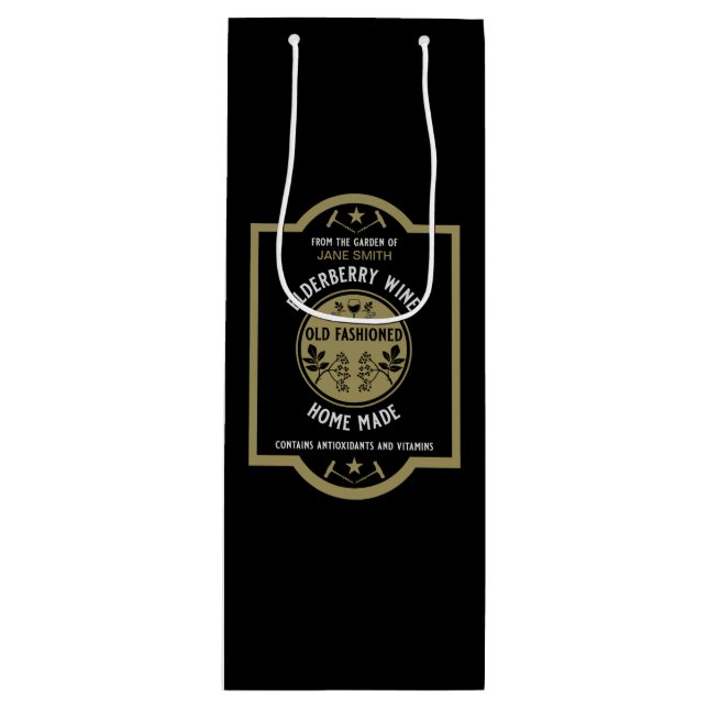 Custom Homemade Elderberry Wine Gift Bag (Front)