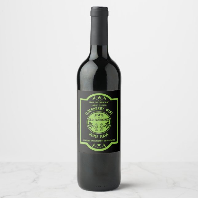 Custom Homemade Elderberry Wine Label (Front)