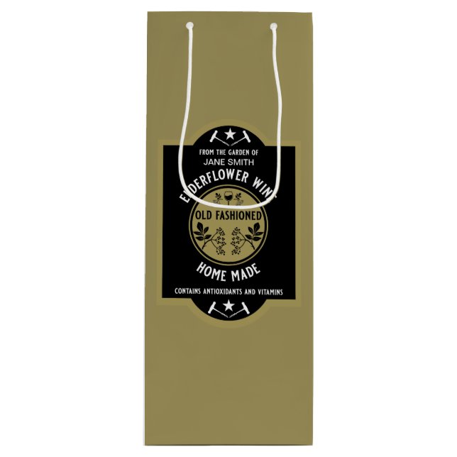 Custom Homemade Elderflower Wine Gift Bag (Front)