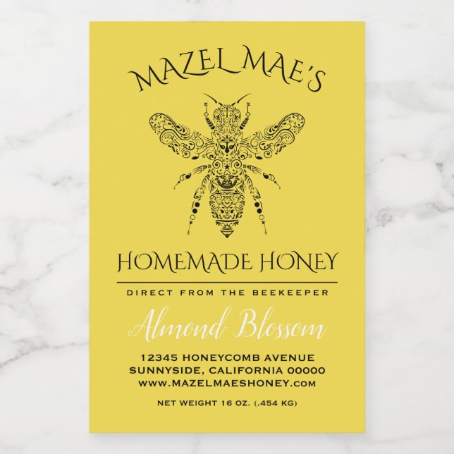 Custom Homemade Honey Flavour Food Label (Single Label)