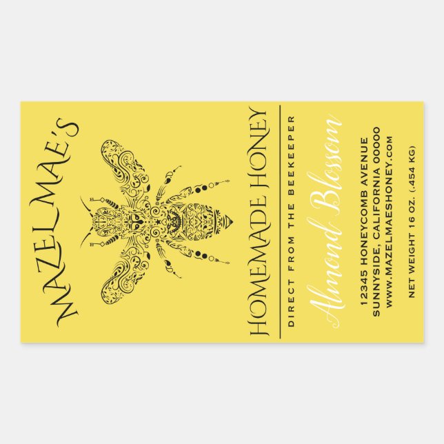 Custom Homemade Honey Flavour Labels (Front)