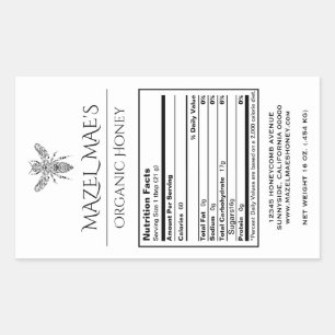Custom Homemade Honey Nutrition Labels