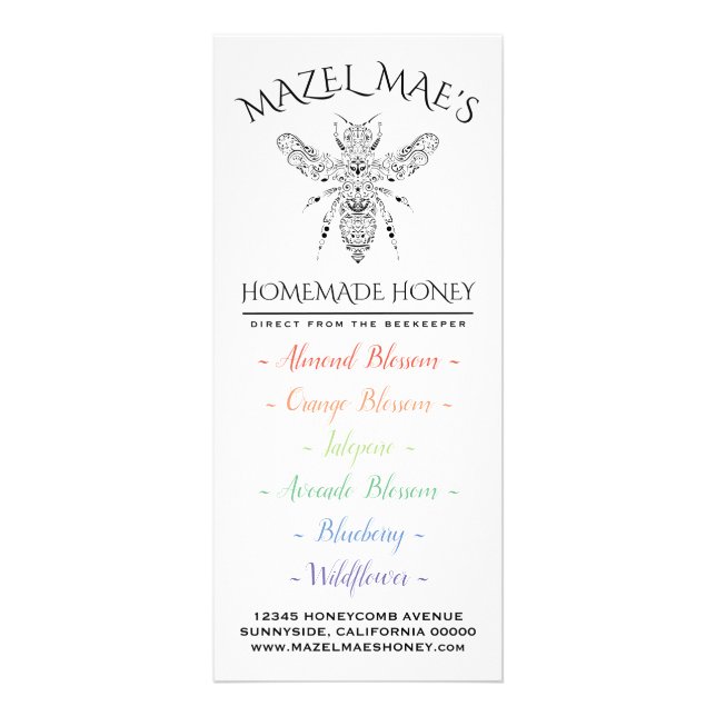 Custom Homemade Honey Rack Card (Front)