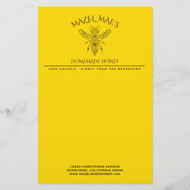 Custom Homemade Honey Stationery (Front)