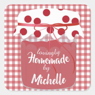 Custom Homemade Jam and Gingham Square Sticker