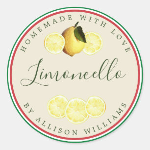 Custom Homemade Limoncello Italian Flag Tricolore Classic Round Sticker