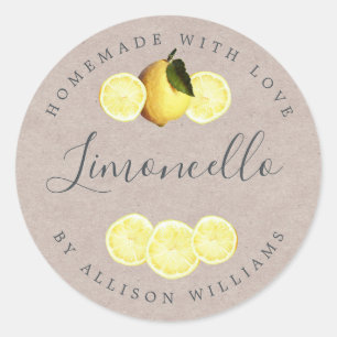 Custom Homemade Limoncello Kraft Paper Label