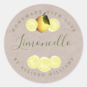 Custom Homemade Limoncello Kraft Paper Label