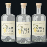 Custom Homemade Limoncello Label<br><div class="desc">Elegant and modern limoncello bottle label with the text limoncello, homemade with love and your name in chic script and modern typography on an antique white background with a stylish touch of pretty watercolor lemon, flowers and leaves. Simply add your name or business. Exclusively designed for you by Happy Dolphin...</div>