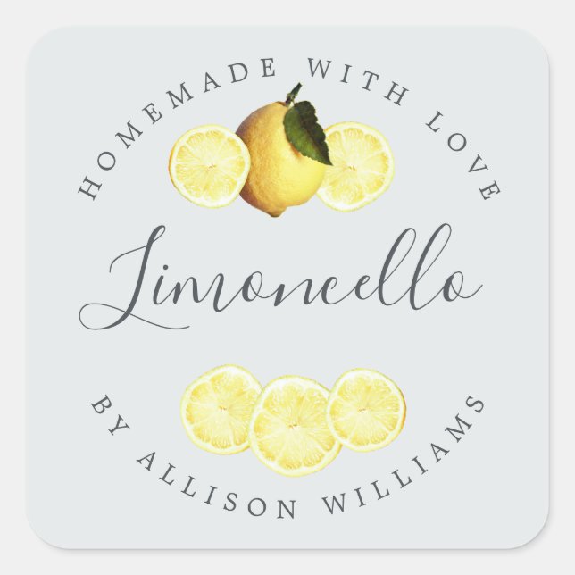 Custom Homemade Limoncello Label Blue (Front)