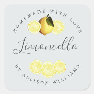 Custom Homemade Limoncello Label Blue