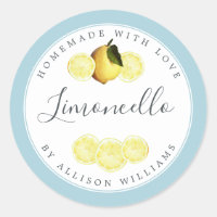 Custom Homemade Limoncello Label Blue Glow