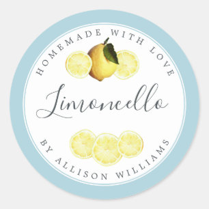 Custom Homemade Limoncello Label Blue Glow