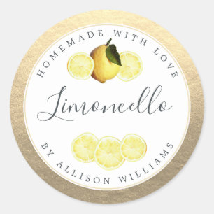 Custom Homemade Limoncello Label Champagne Gold